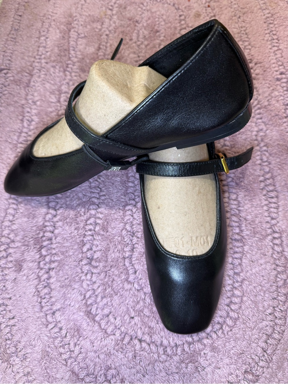 Zara Mary Jane Flats with Gold Buckle - Picture 5 of 6